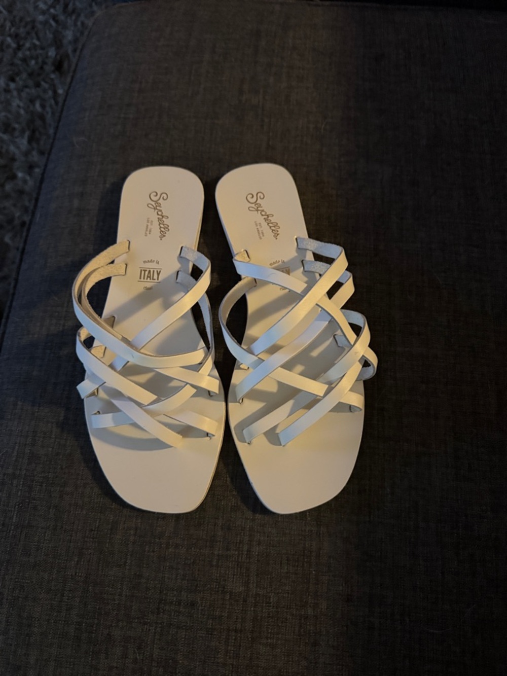 New! Seychelles White Multi-Strap Slide Sandals Size 7